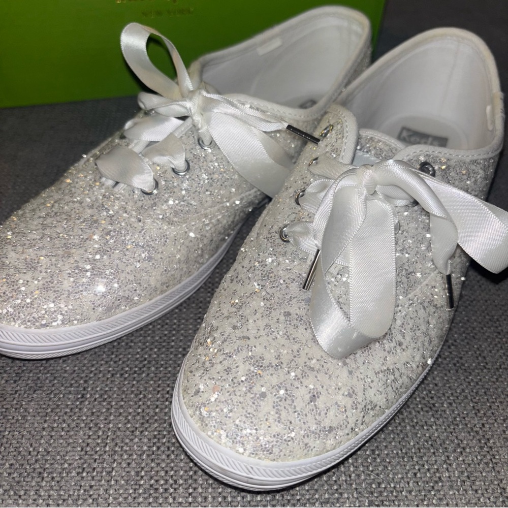 Kate Spade Keds Glitter Sparkle Sneaker Shoes, Size 7.5 - Picture 2 of 7
